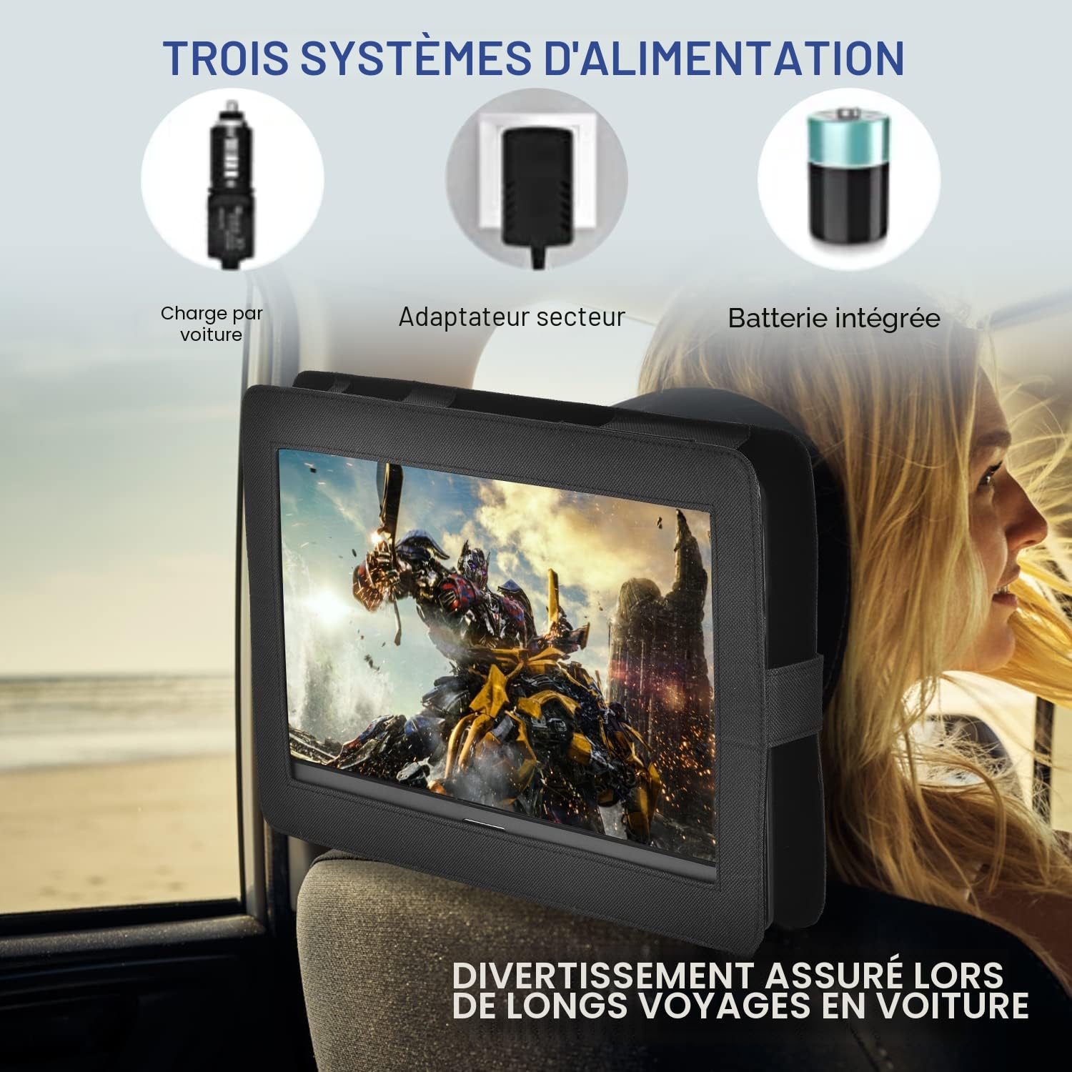 YOOHOO Lecteur DVD Portable de 16,9" avec écran LCD HD de 14,1" avec contrôleur Haute résolution Batterie Rechargeable Grand écran Lecteur DVD pour Voiture (Vert)