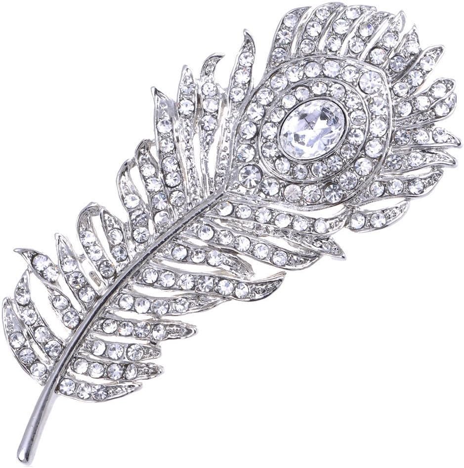 Alilang Clear Green Phoenix Peacock Bird Feather Brooch Pin Crystal Rhinestone Broches Broaches
