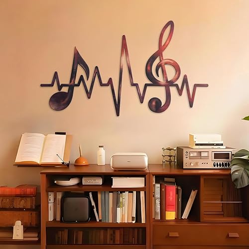Miniatura 8 de KOYILTD Letrero musical de metal para decoración de pared, decoración de habitación de metal, latido musical, letrero musical para colgar,