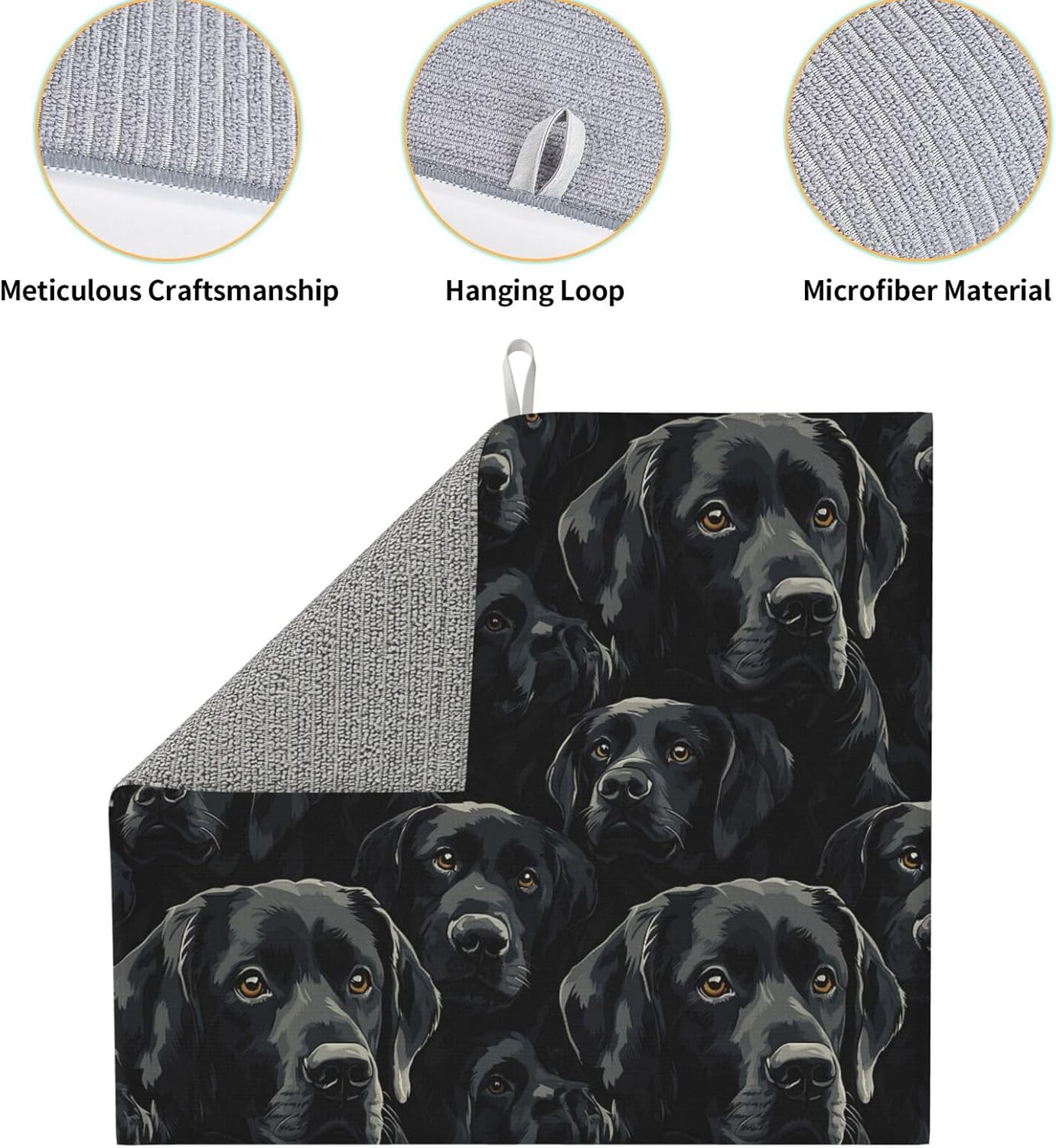 Elegant Black Labrador Dish Drying Mat For Kitchen Counter Gentle Dog Dry Mats Microfiber Dish Drainer Mat Protector Pad Absorbent Fast Drying Kitchen Must-Have 16x18 Inch