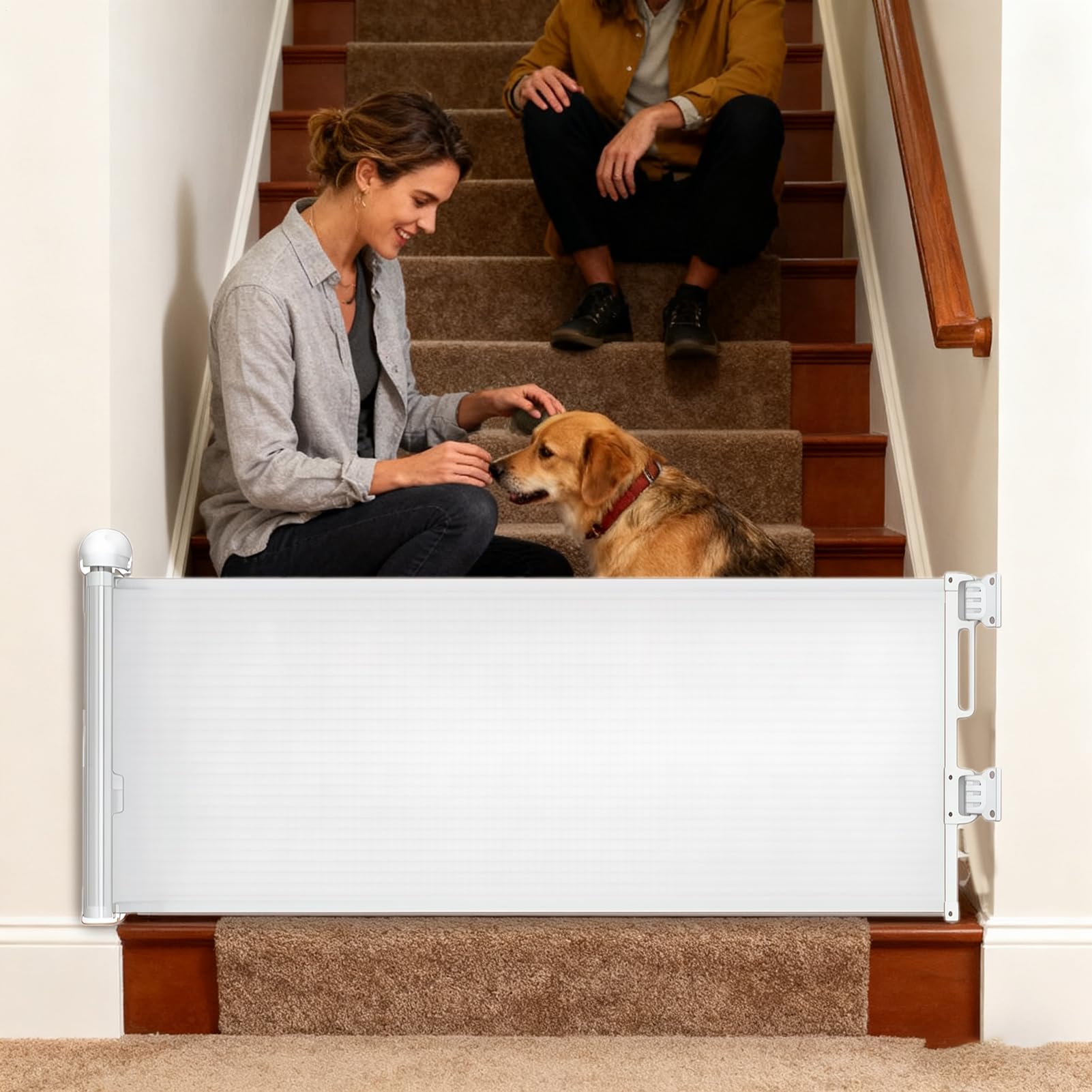Cancello Retrattile Per Animali Domestici 45x150 cm Recinto Sicurezza per | Cancello Di Protezione Estensibile Per Bambini Cuccioli Porte Interno Esterno Scale A Casa