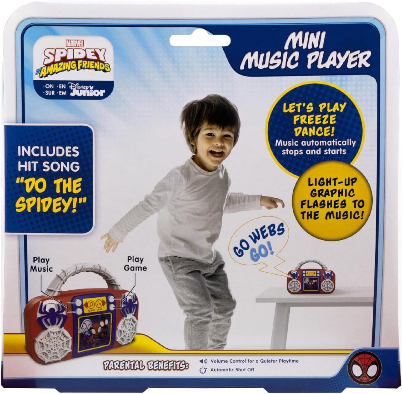 eKids Spidey and His Amazing Friends Toy Music Player, Toddler Toy with Built-in Music and Lights (Spidey)