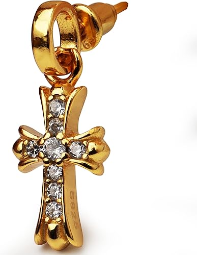 SILVER925ｘ22kgp加工 ゴールド 金色 クロスピアス 十字架ピアス Amazon | Dawn Art (ドーンアート) SILVER925x22kgp加工