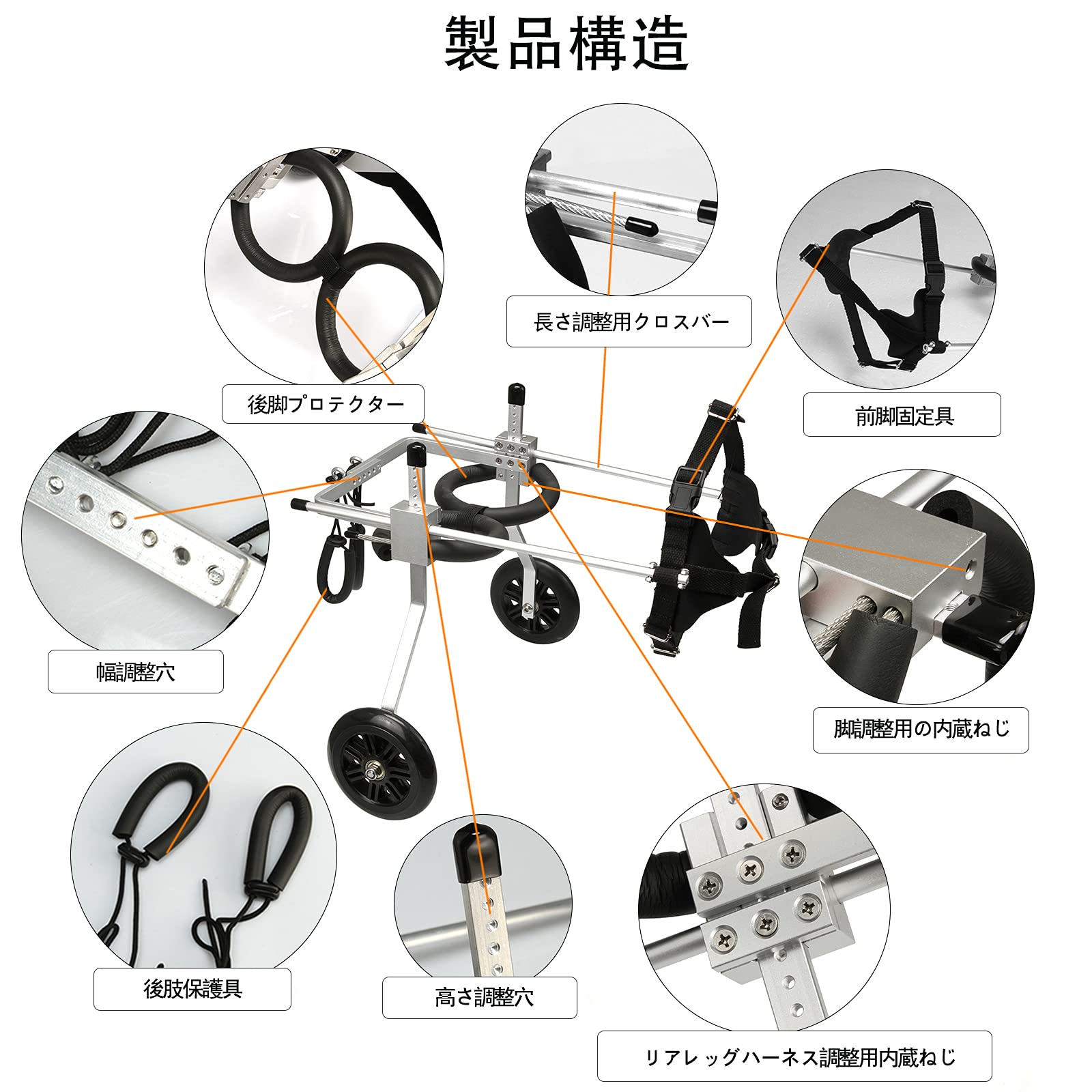 Amazon.co.jp: 犬用車椅子 犬の歩行器 犬用2輪歩行器 後肢 リハビリ 犬