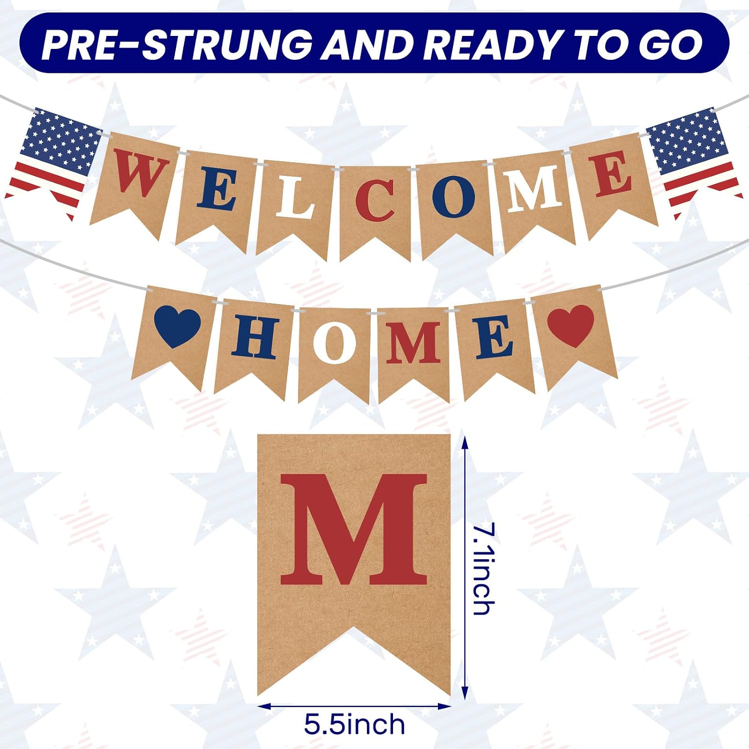Welcome Home Decorations, Pre-Strung Welcome Home Banner & Balloons Kit with Star Garland | Homecoming Party Supplies for Military, Family Reunion, Travel Return