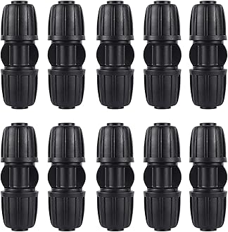 10 Pack 1/2 Inch Drip Irrigation Coupling Connectors (1/2" ID x 0.65" OD) - 1/2'' Drip Line Anti-Drop Barbed Locked Straight Connectors for 1/2 Inch Drip Tubing Garden Irrigation System