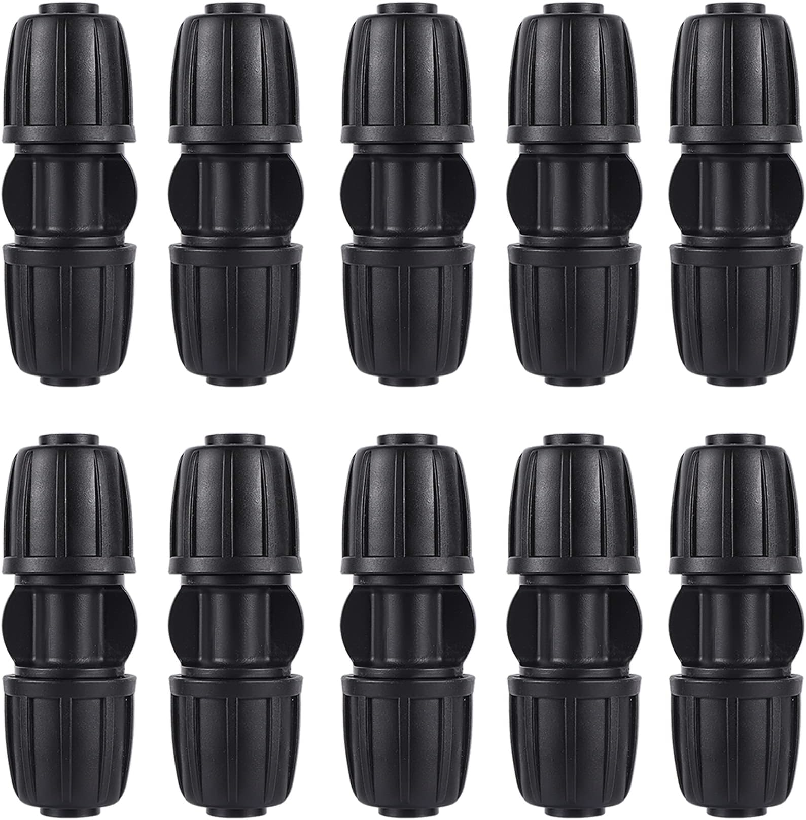 10 Pack 1/2 Inch Drip Irrigation Coupling Connectors (1/2" ID x 0.65" OD) - 1/2'' Drip Line Anti-Drop Barbed Locked Straight Connectors for 1/2 Inch Drip Tubing Garden Irrigation System