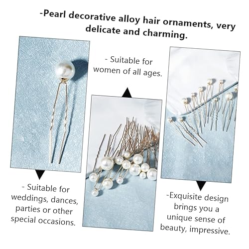Miniatura 9 de Juego de 18 horquillas para el pelo de perlas de boda, adorno de cabeza de dama de honor para boda, mezcla de pines decorativos