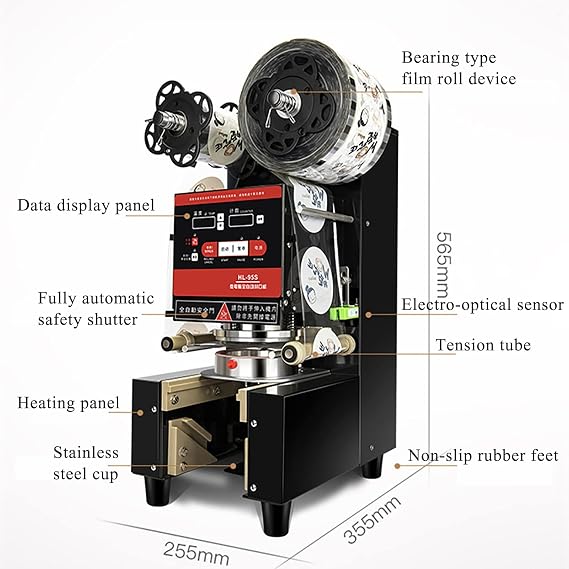 Bubble Tea Sealing Machine,Electric Cup Sealing Machine Fully Automatic Commercial Cup Sealer Milk Tea/Juice/Drink Boba Maker Machine 400-600Cups/hr,70/75/88/89/90/95mm Diameter Plastic Cup Sealer