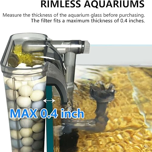 Miniatura 6 de Wonderfactory Filtro de 80 GPH para tanque de peces de 1 a 5 galones, filtro de acuario pequeño ultra silencioso incluido esponja de filtración de