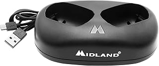 Midland® - AVP25 Dual Desktop Charger with USB Cable for X-Talker Series T71 T75 T77 T79 Radios - AC Wall Adaptor - Walkie Talkie Charging Station