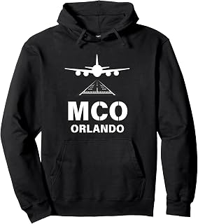 MCO Airport Orlando, Florida Airplane Landing on Runway Pullover Hoodie