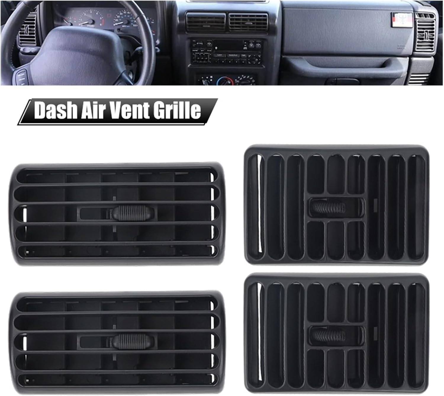 Automotive Air Conditioning Vents Dashboard Air Conditioner Vent Outlet Fit For Jeep Cherokee 1997-2001 Wrangler TJ 1997-2006 5DP55TAZ 5FS10LAZAB 5DP54TAZ nice-looking(1pc Middle Right)