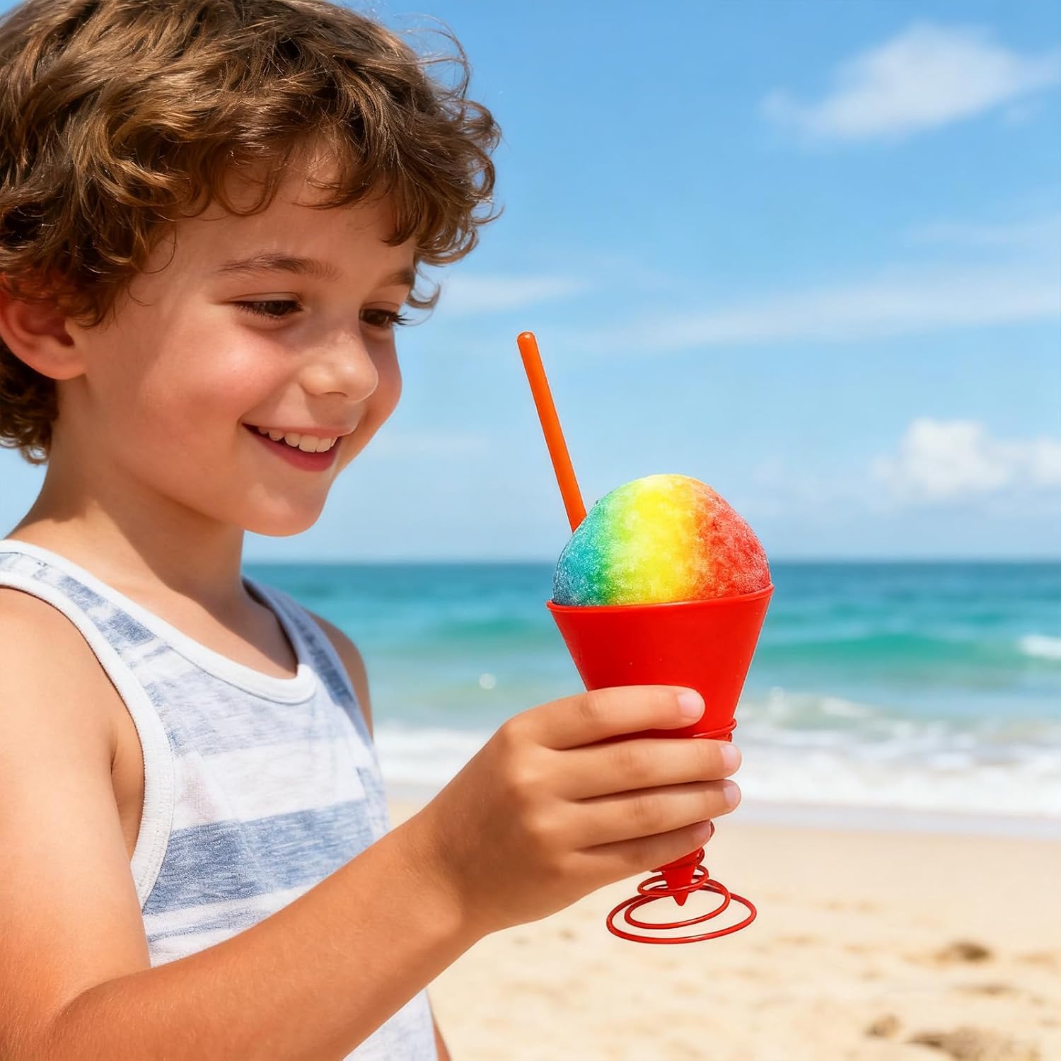 12 Pcs Ice Cream Cone Holders Bulk Reusable Snow Cone Cup Holders Multicolored Metal Spiral for Holding Smoothies Drinks Snacks for Kitchen Birthday Summer Holiday Picnic Party Supplies