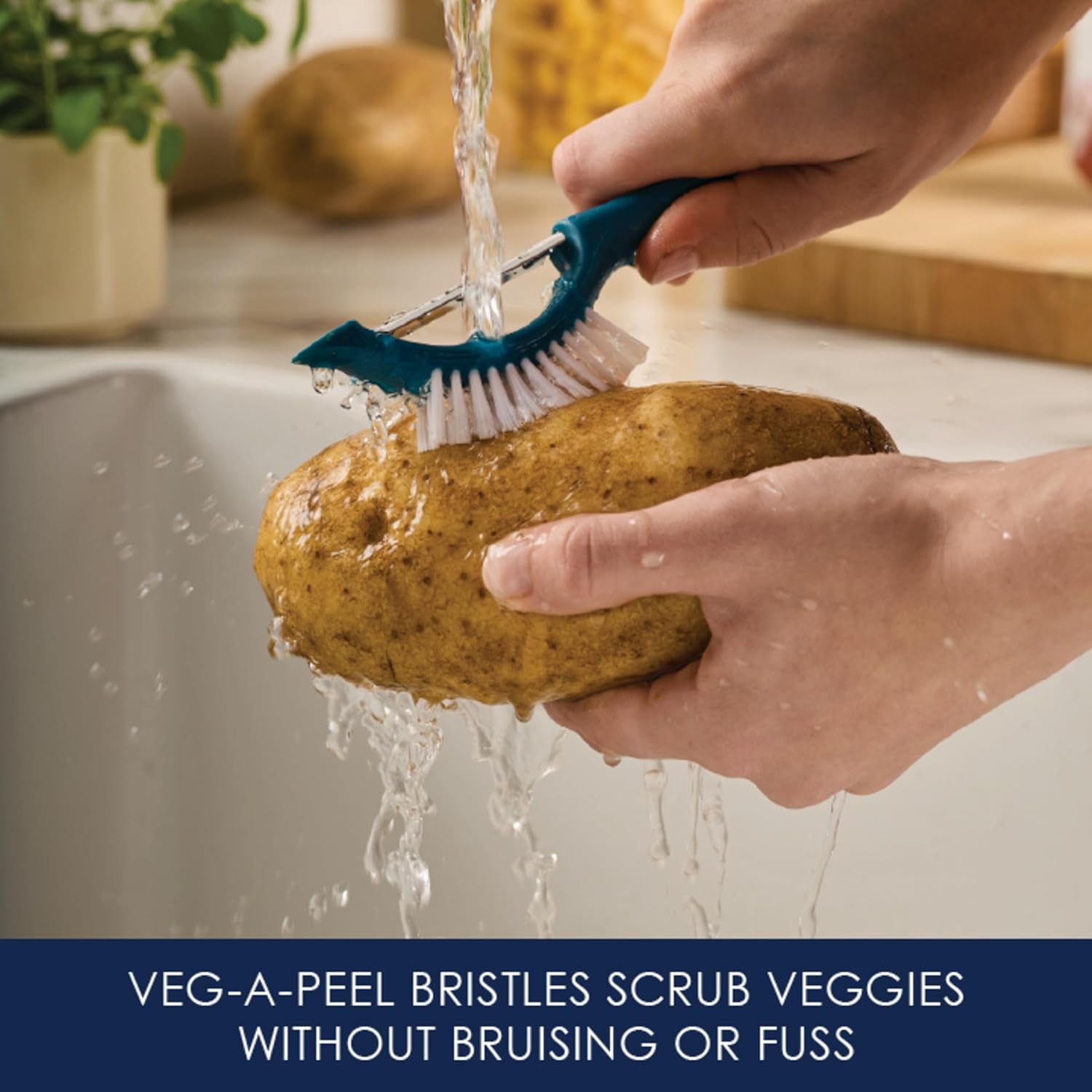 Rachael Ray Tools and Gadgets Kitchen Prep, Garbage Bowl with Lid, Bench Scrape, Veggie Peeler, 4 Piece Food Prep Set - Marine Blue