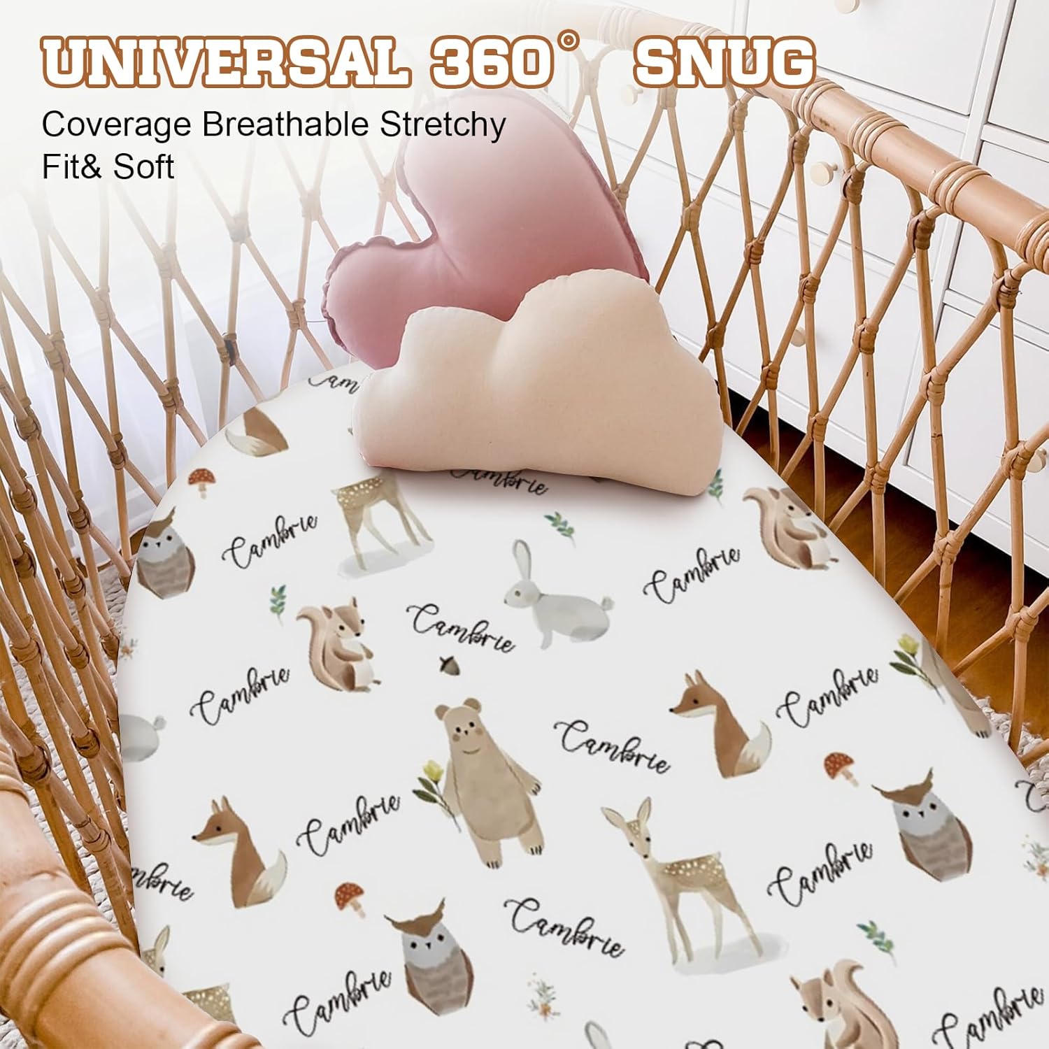 Personalized Baby Changing Pad Cover - 2 Piece Cute Print Baby Pee Pad Cover Nursery Bedding with Name Portable Diaper Changing Pad Gifts for Infant