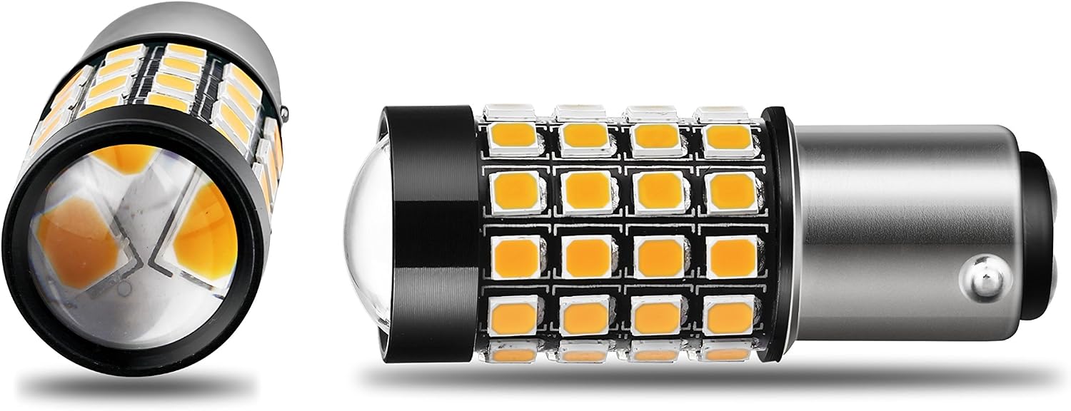 Alla Lighting 1000Lm 51-SMD Extremely Super Bright Amber Yellow BAY15D 7528 2357NA 1157 LED Bulbs High Power 2835 Chipsets LED Lights Lamps Replacement