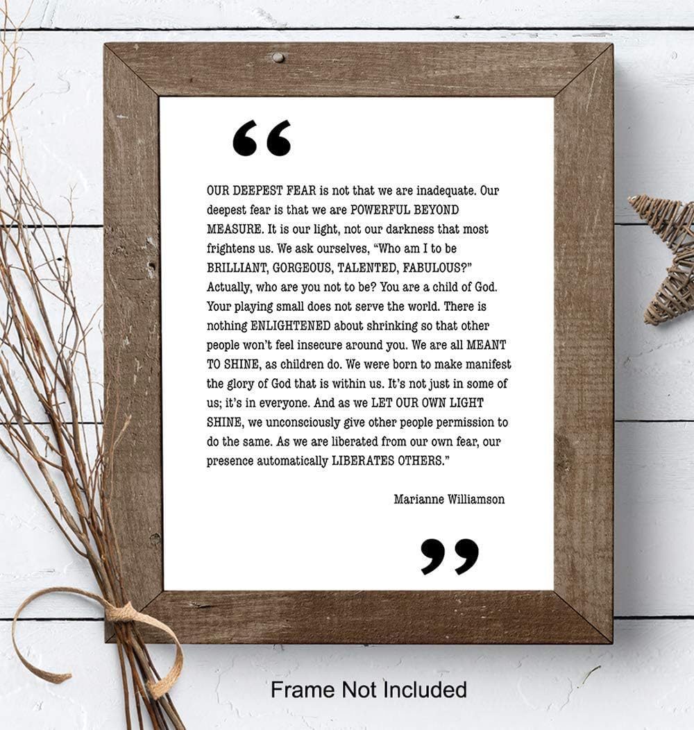 Marianne Williamson Deepest Fear Quote Wall Art Print - Perfect Home Decor for Office, Bedroom, Bathroom - Spiritual Gift for Women - Inspirational and Motivational, Unframed 8X10 Photo - Image 7