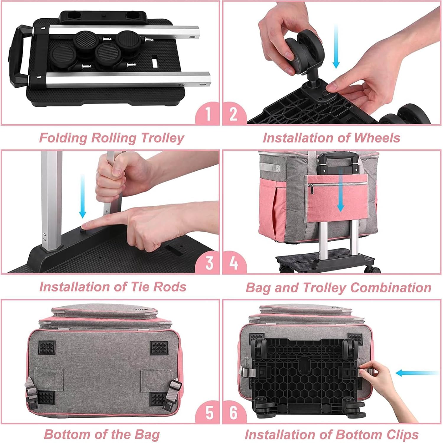 Rolling Teacher Bag with Detachable Dolly Multifunctional Briefcase Wheeled Bag for Work,Teaching,Office,Craft Rolling Tote