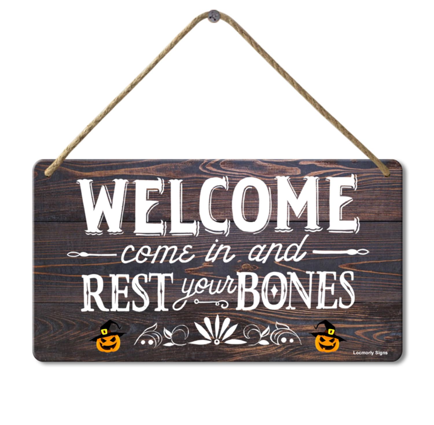 Halloween Welcome Wooden Sign, 8x12 Inch, Farmhouse Halloween Sign for Home