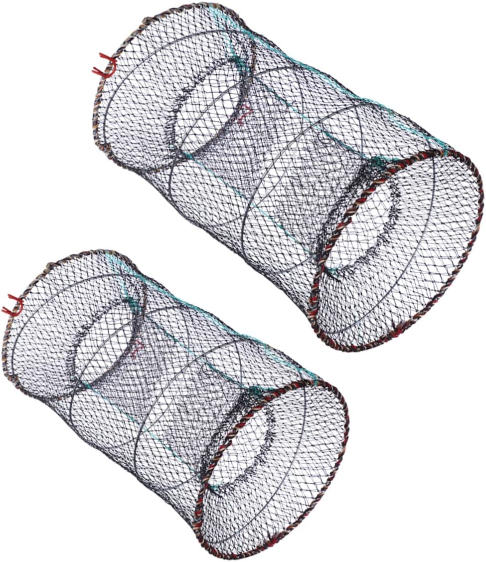 Kisangel 2pcs Portable Fishing Traps Multi-Function Bait Traps Professional Folding Lobster and Crawfish