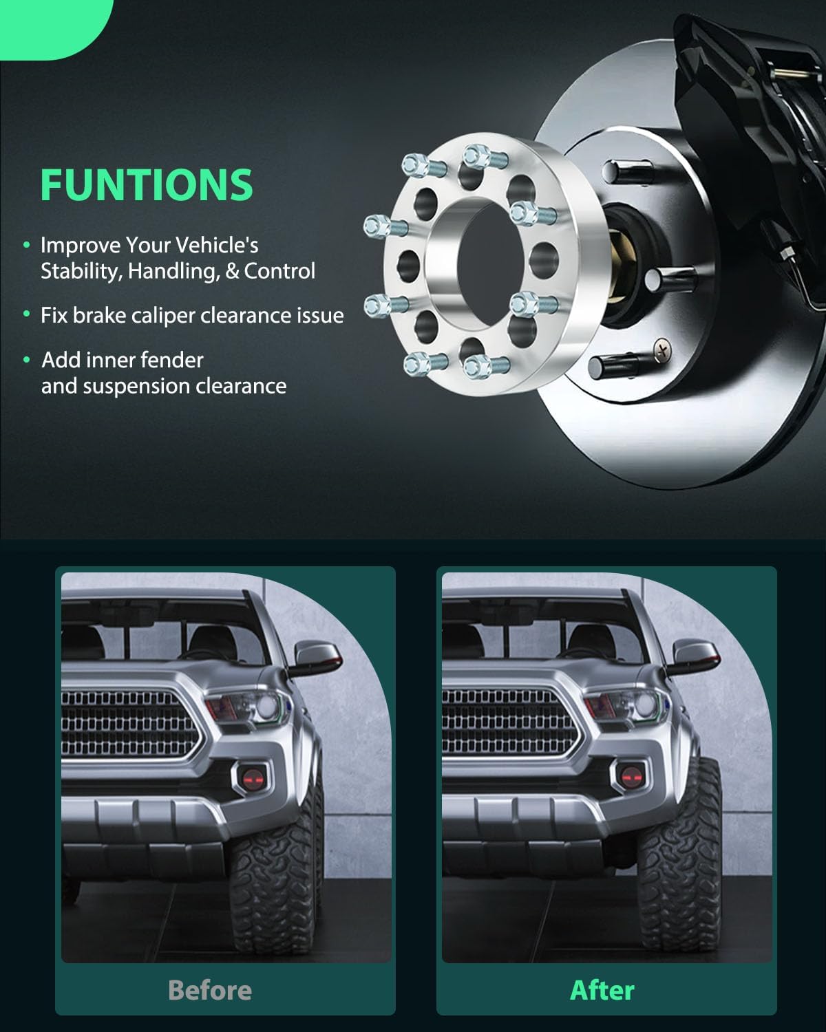SCITOO 4Pcs Wheel Adapters 2 inch 8x170 to 8x200 Bore 125mm Studs 14x1.5 8 Lug Wheel Spacers Adapters Fit for for Ford Excursion for F-250 for F-250 Super Duty for F-350 for F-350 Super Duty