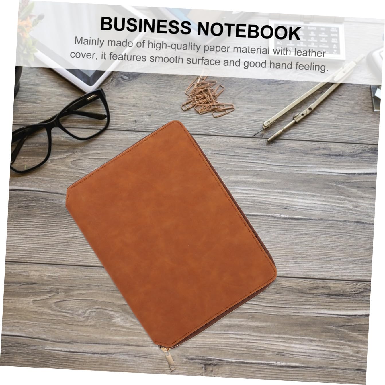 Happyyami Nota per sacca con cerniera ufficio Notebook Office taccuino con borsa con cerniera raccoglitore con cerniera taccuino con cerniera quaderno a fogli mobili Pelle Blu