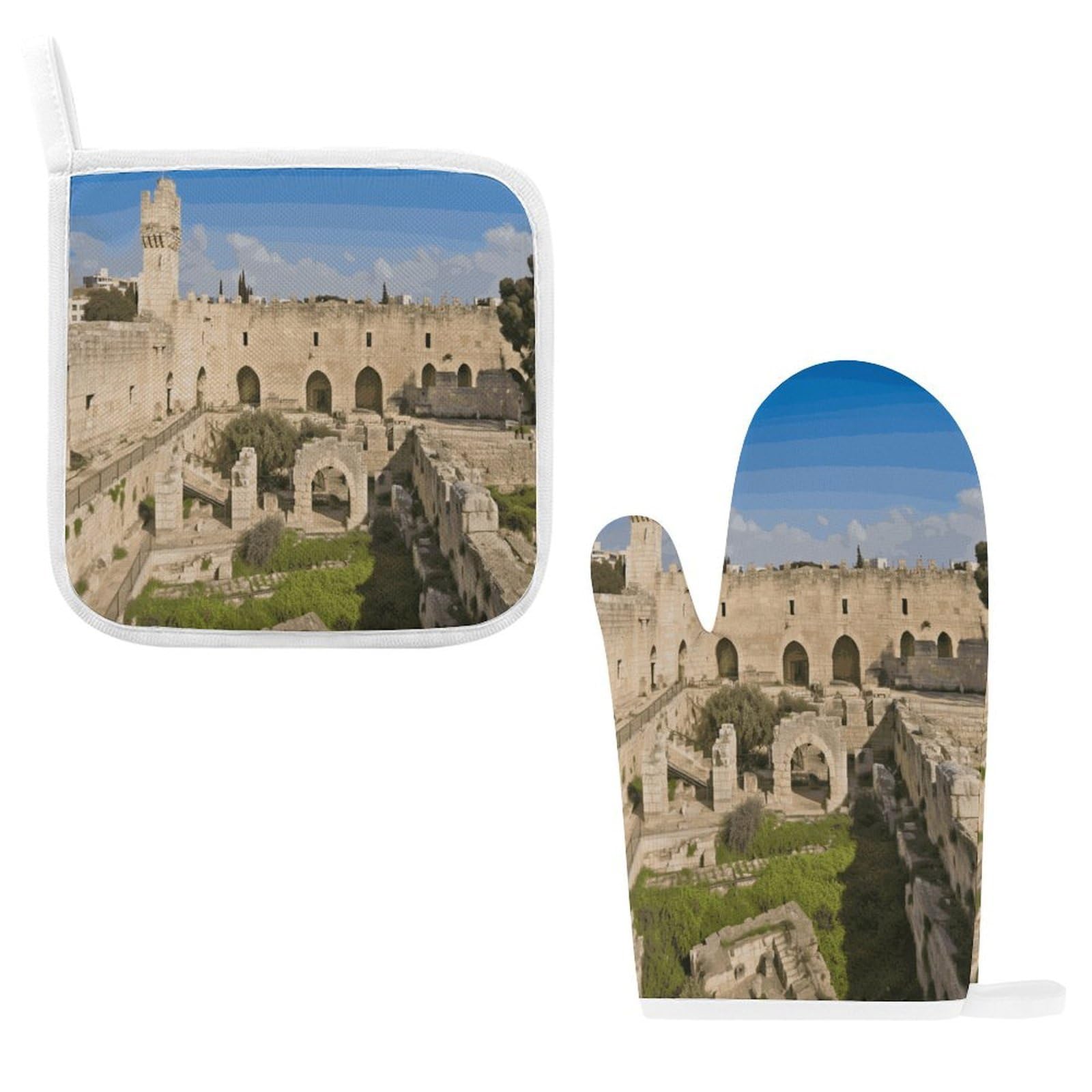 Fodpand Style Israel At The Tower Of David Oven Mitts And Pot Holders Sets