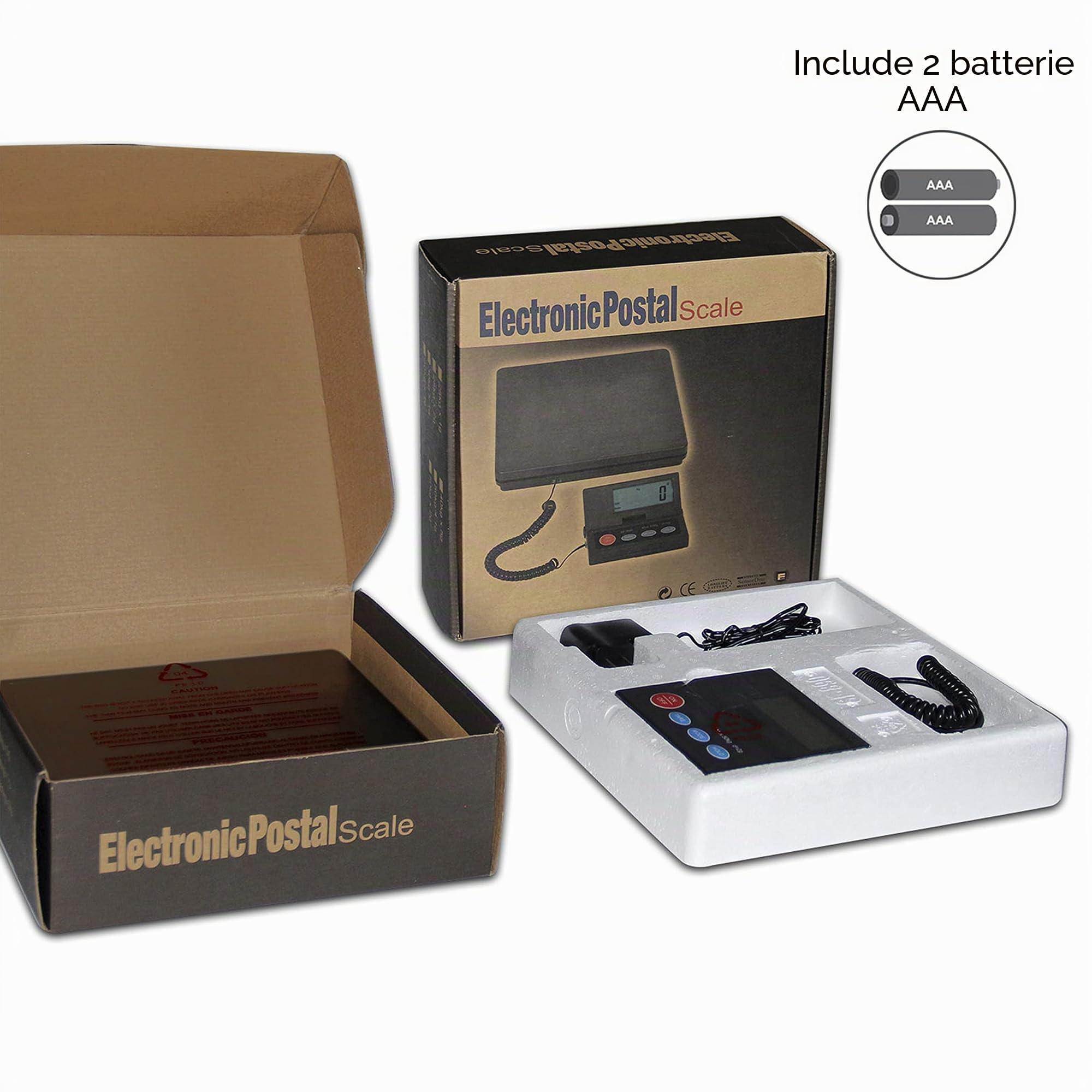 Nilpferd Bilancia postale fino a 50 kg, D = 2 g, con display LCD a parete, cavo di alimentazione o batterie (incluse) (nero1)
