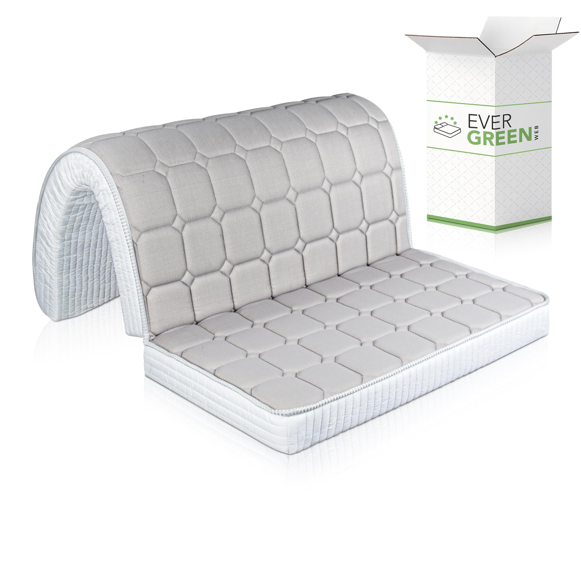 EVERGREENWEB - Colchón Clic clac 120x190 cm h 10 para sofá Cama con Espuma viscoelástica, Plegable, Pliegue en el Asiento, Ortopédico, hipoalergénico, Cordones de fijación Bed Sofa Memory