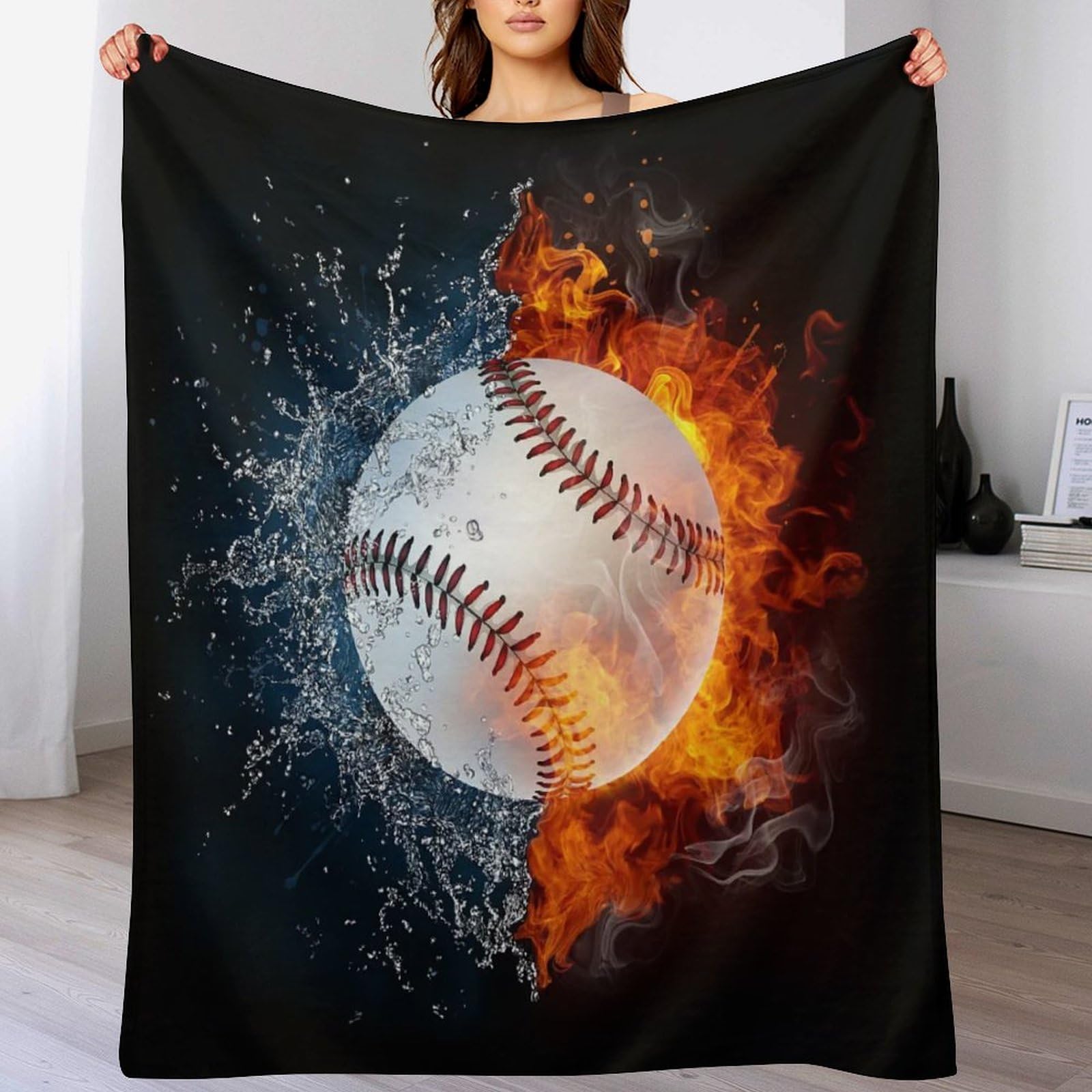 Manta de franela de béisbol para abrigarse del frío en el sofá 1
