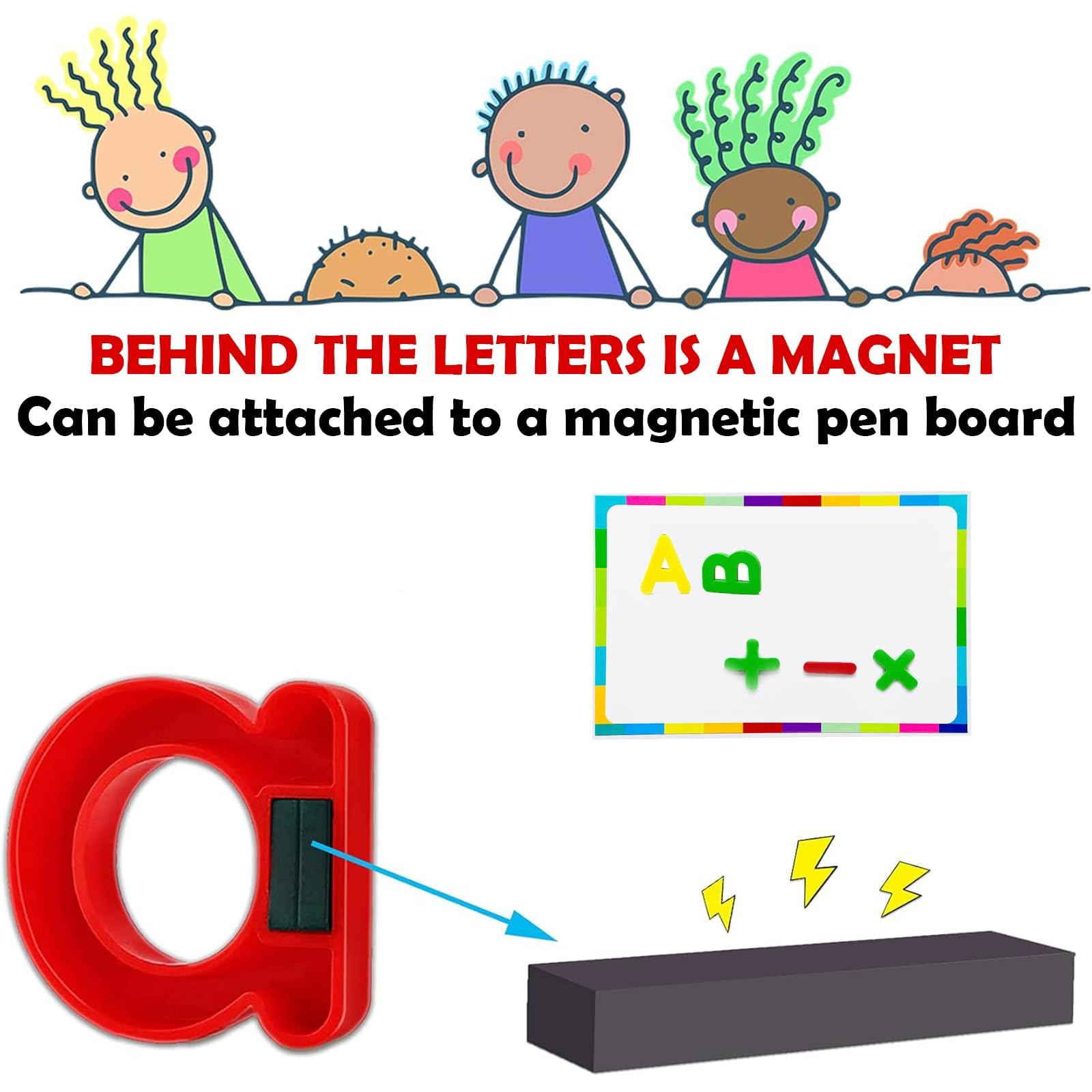 83-Piece Educational Set for Kids, Magnetic Letters, Fridge Magnets for Toddlers, Alphabet Magnets and Numbers for Children, Includes Magnetic Board and Markers, Perfect for Spelling - Image 3