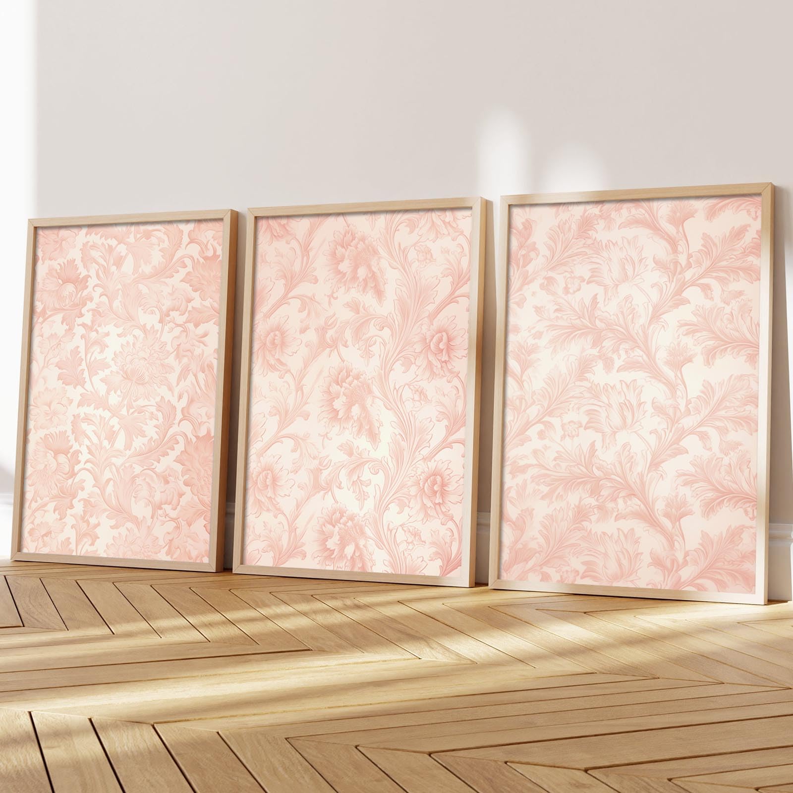 Amazon.com: Pink Flower Market Prints Pink Vintage Floral Wall Art Set ...