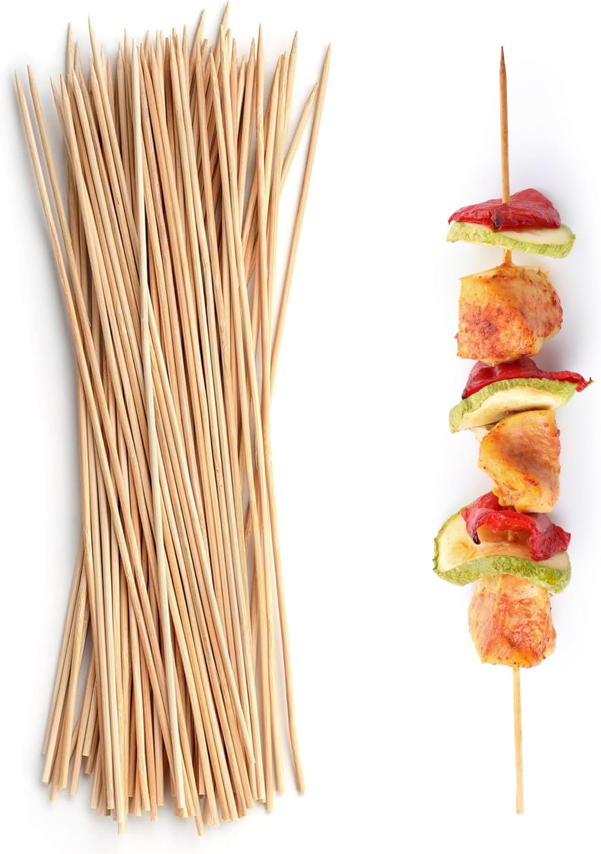 DecorRack Natural Bamboo Skewer Sticks, 400 Pack of 12 inch Natural Wooden Barbecue Kabob Skewers, Best for Grill, BBQ, Kebab, Marshmallow Roasting or Fruit Sticks