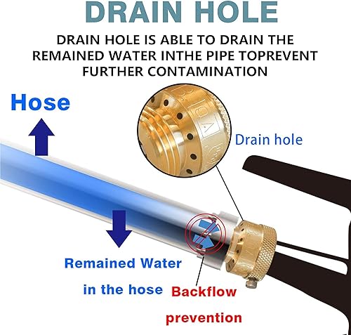 Miniatura 5 de Xiny Tool Paquete de 2 interruptores de vacío para grifo, manguera de latón macizo de 3/4 pulgadas, preventor de reflujo para espita de jardín RV