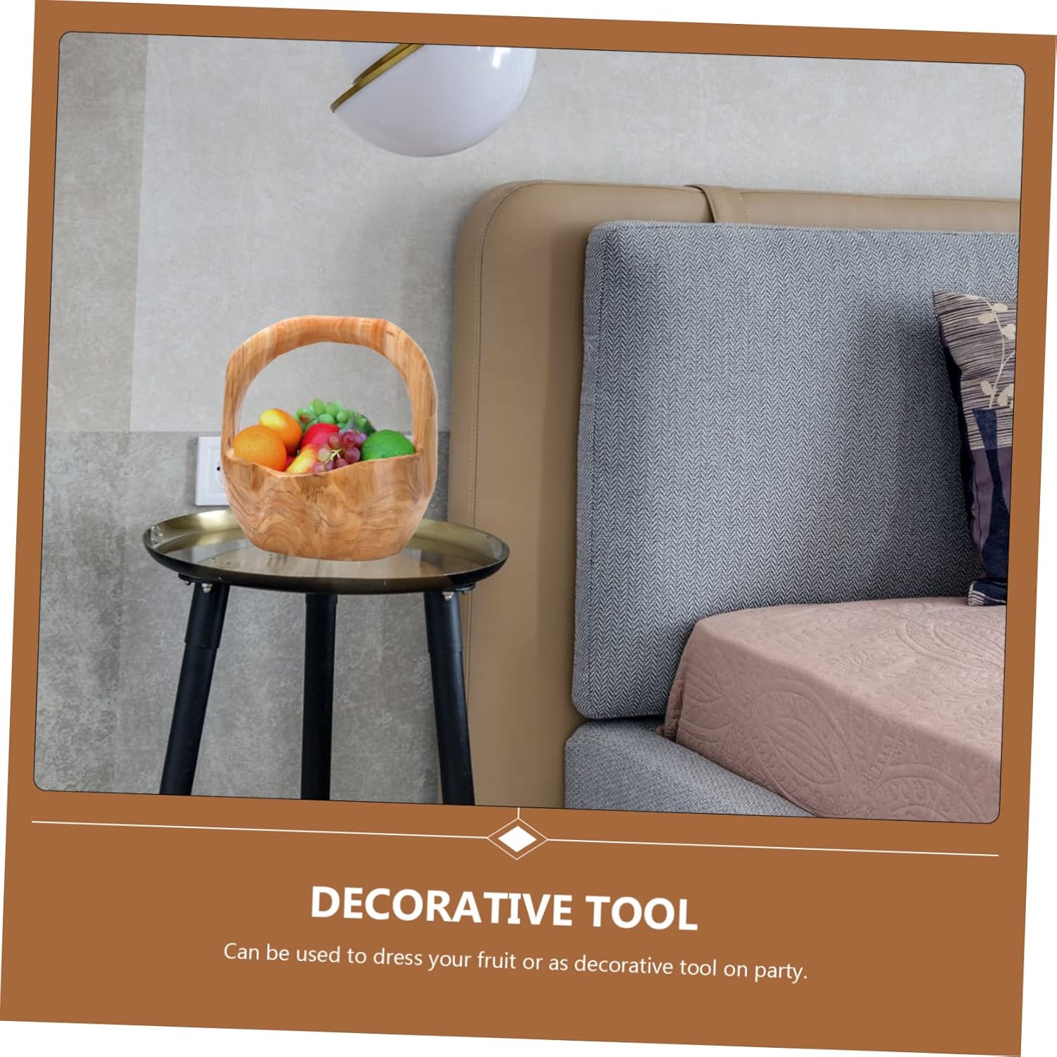 Multifunctional Carved Basket Handle Root Sculpture Bowl Wooden Basket for Snack Tray Home Decor Random Style