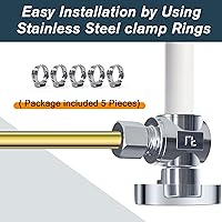 Vista 7 de VINTEX Paquete de 5 válvulas Pex de 1/2 pulgada x 3/8 pulgadas de ángulo Od Pex, válvula de cierre de agua, accesorios de crimpado de cuarto