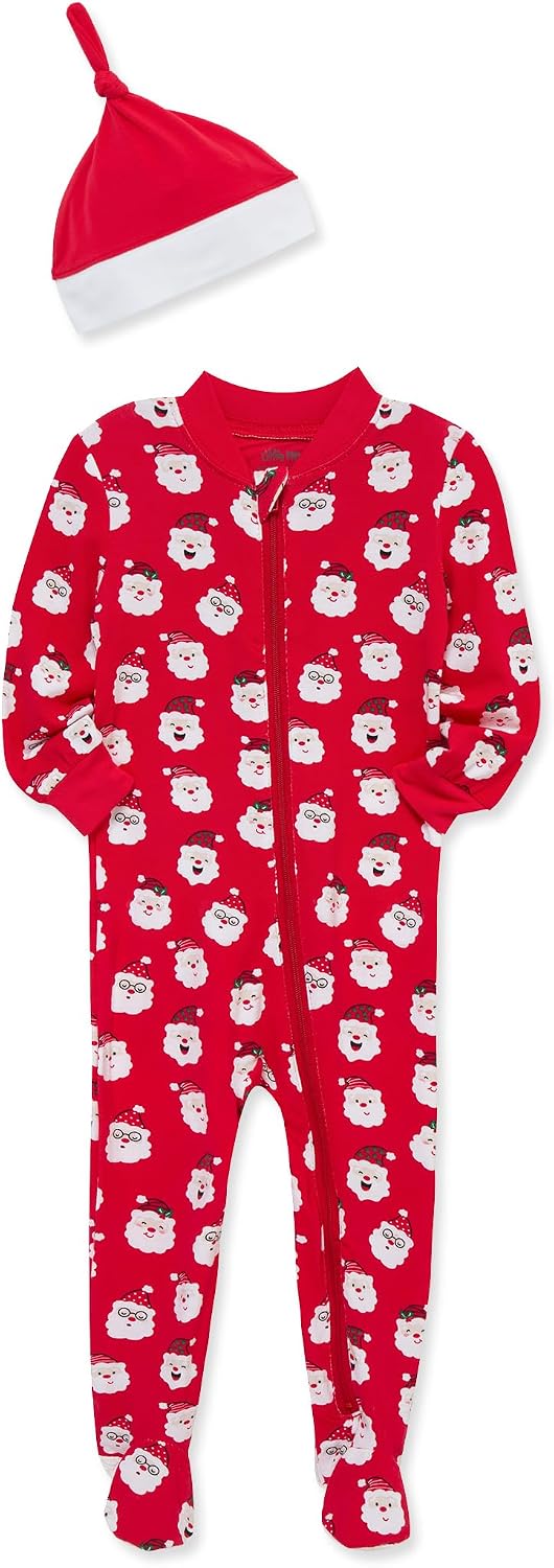 Little Me Clothes for Baby Boys' and Girls' Holiday Footies and Cap Set Romper Sleeper