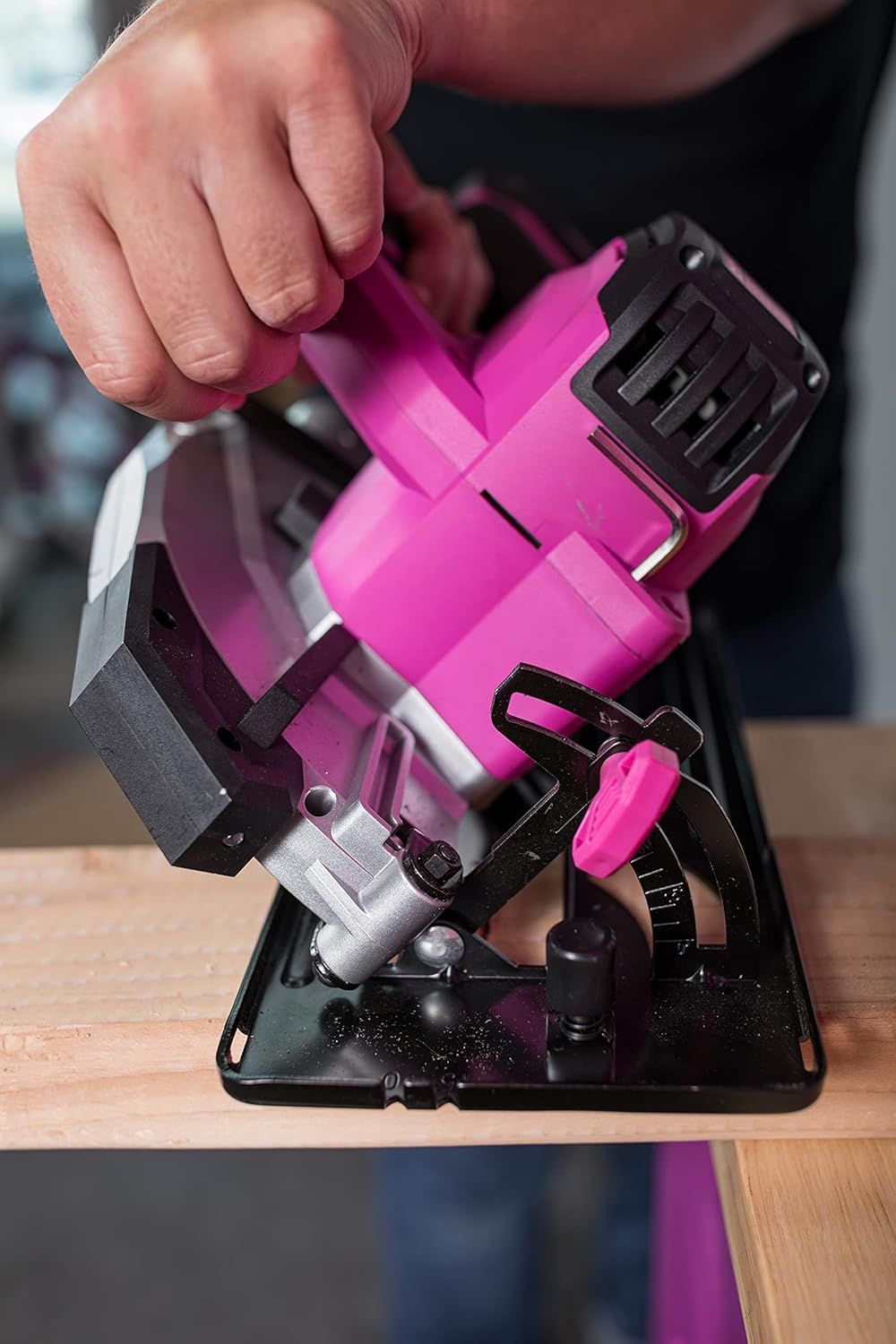 The Original Pink Box 20-Volt Li-ion Brushless 7-1/4 Inch Left Blade Cordless Circular Saw With 2Ah Battery, Pink