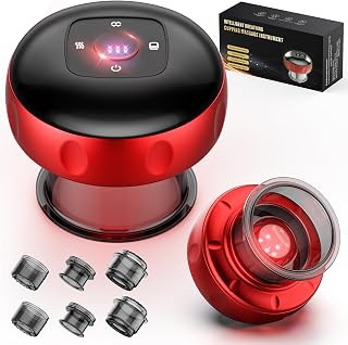 2 Pack Smart Cupping Therapy Massager with Red Light, 7-in-1 Electric Cupping Device, Dynamic Cupping Set with 12-Levels Suction & Heat, Cupping Machine for Pain Relief, Muscle Soreness, Aches, Knots
