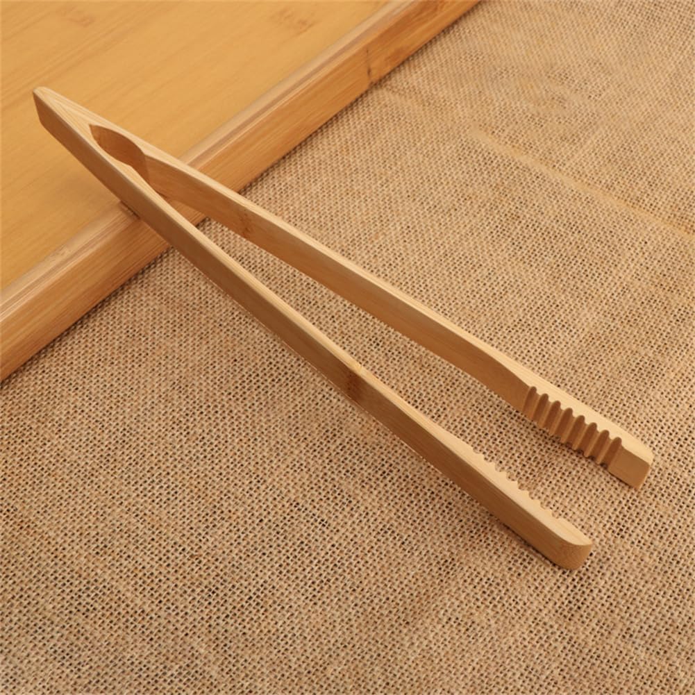 1 Pieces Bamboo Toast Tongs, 9.8 Inches Long Wood Toaster Tongs with Anti-slip Design, Tongs for Cooking with Cooking Oil Coating, Eco-friendly (9.8 Inches)
