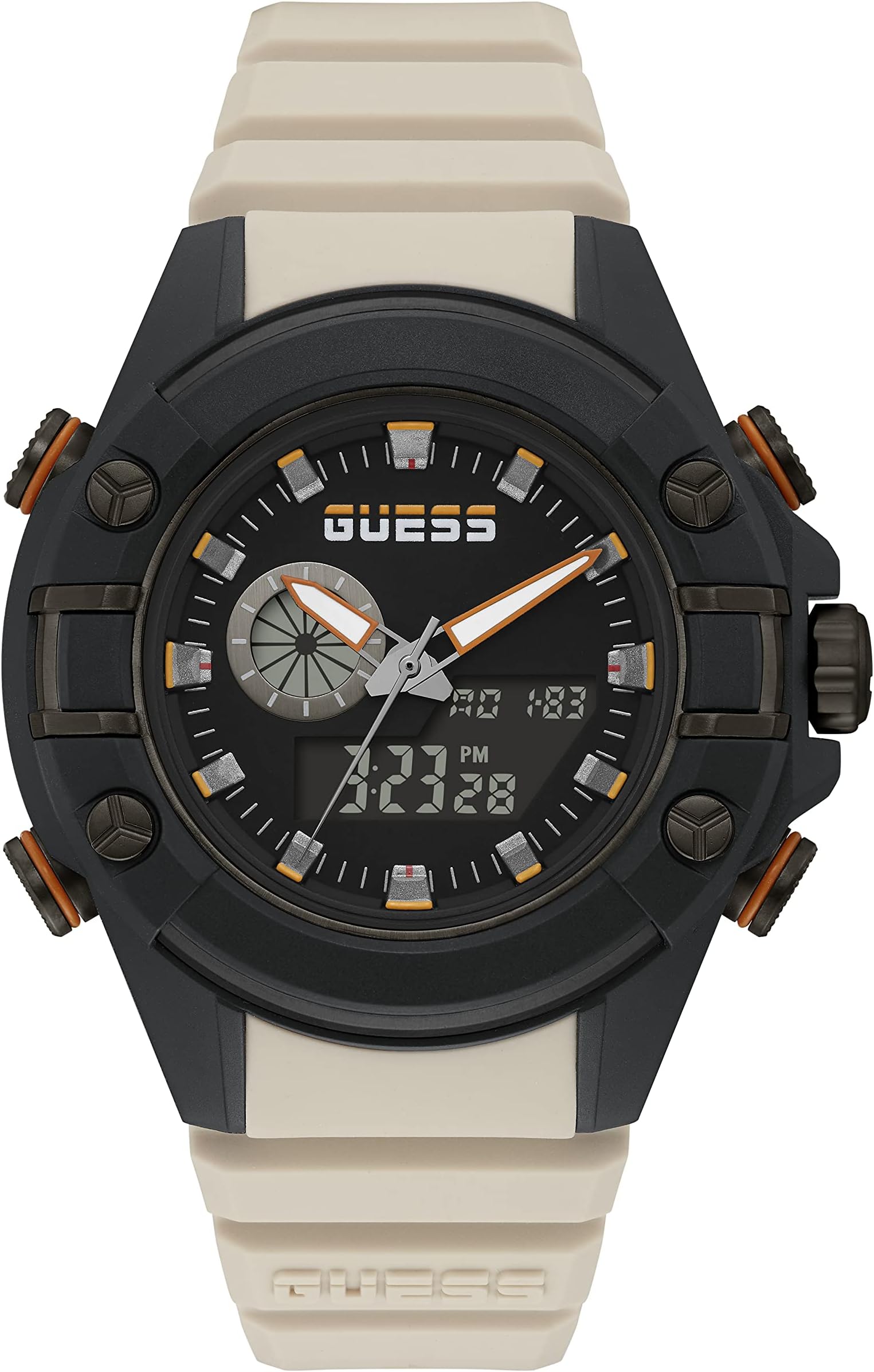 GUESSG Force Collection Multi-Function Mens Digital Black Dial Coloured Watch, Round Dial with 47.0 mm Case Width - GW0269G1