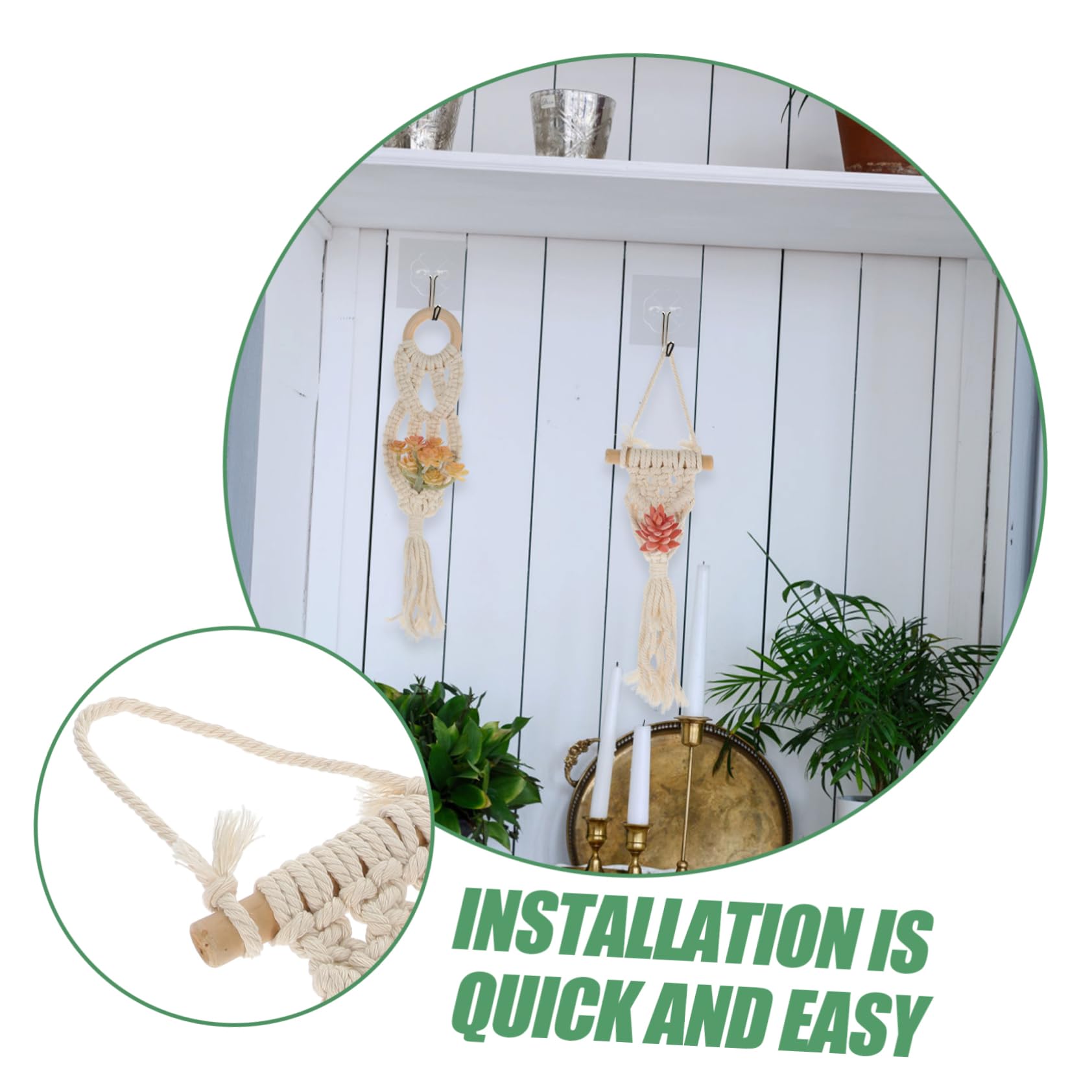 Sosoport 4pezzi Macrame Woven Hanging Planter Hanger Design Boho Per Piante Sospese Adatto Per Giardini Balcone e Decorazioni Casa Materiali Resistenti e Facile Installazione