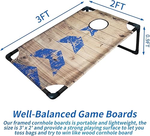 Miniatura 9 de Juego de Cornhole portátil con marco de PVC para exteriores con 2 tablas de cornhole, 8 bolsas de Cornhole y funda de transporte, juegos de