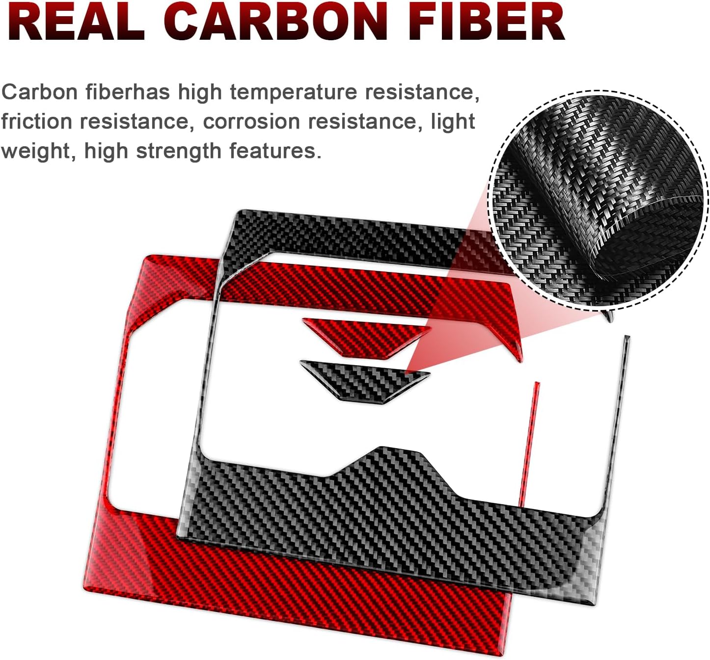 Real Carbon Fiber Gear Cup Holder Frame Covers - for Toyota Tundra 2022 2023 2024 2025 2026 Carbon Fiber Accessories, Durable Anti-Scratch Protective Accessories (Red)