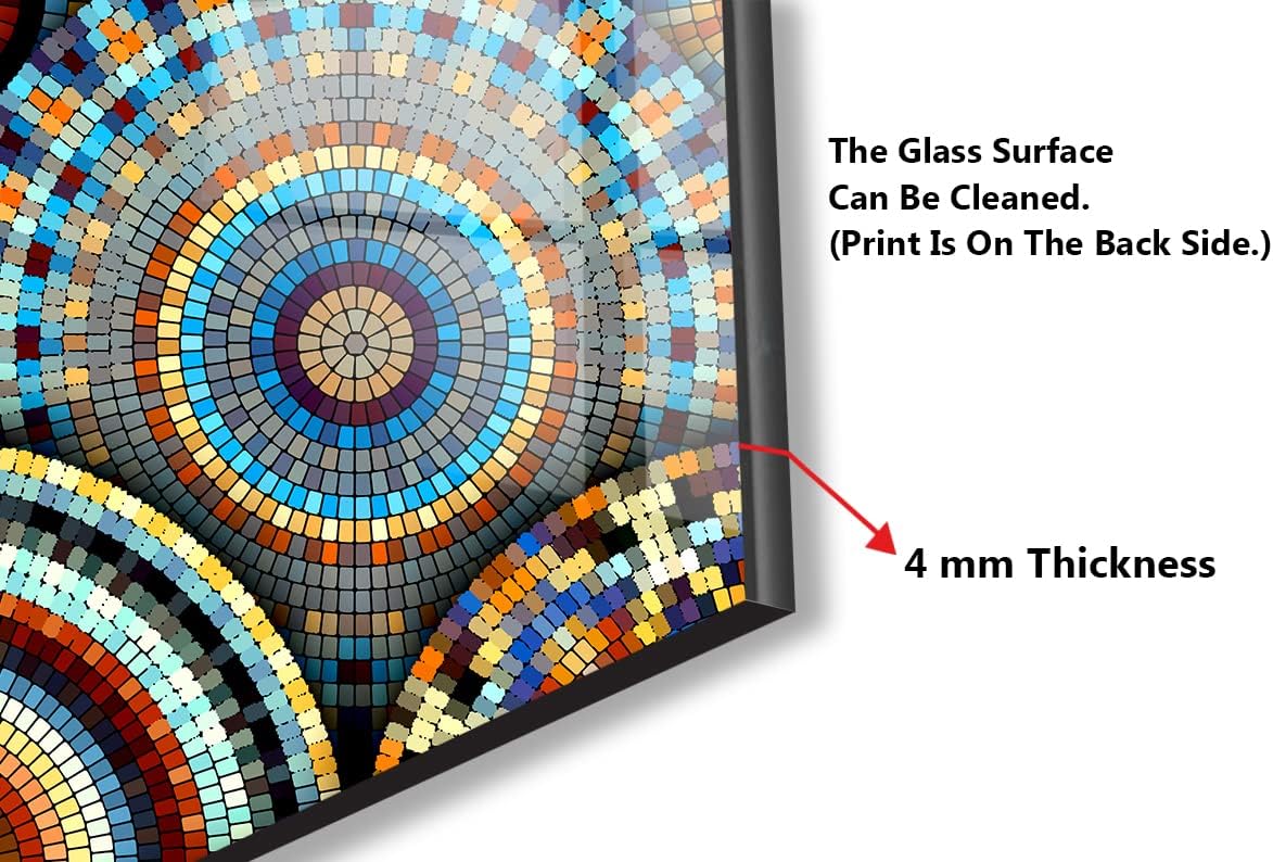 Myphotostation Mosaic Tiles Tempered Glass Backsplash 12x12'' Mosaic Splashback for Kitchen Decor Bathroom Wall Protector Stove Backsplash Panel Tile Glass Splashback