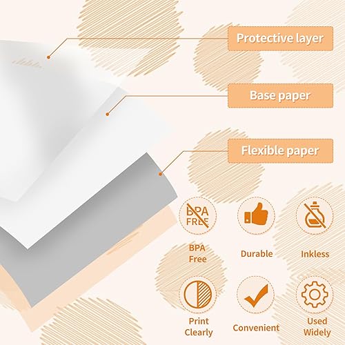 Miniatura 4 de Phomemo T02 - Papel térmico adhesivo transparente, etiqueta para impresora de papel adhesivo, 1.96 pulgadas x 11.4 pies (1.969 in x 11.5 ftrollo),