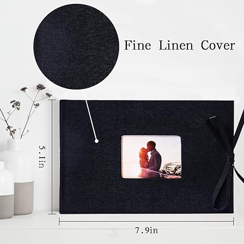 Miniatura 5 de Vienrose Álbum de fotos de 4 x 6 pulgadas, 100 bolsillos, cubierta de marco de lino con áreas de notas, libro de fotos de gran capacidad, libro de