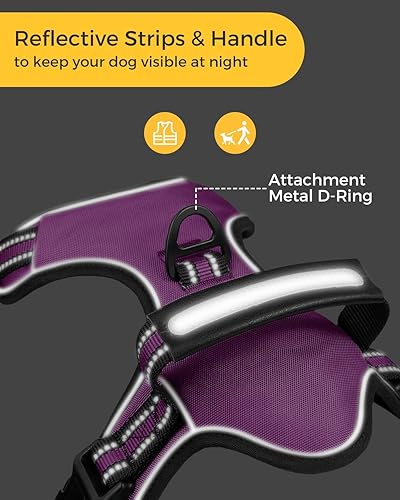 Miniatura 6 de Canple Arnés para perro sin tirones, chaleco ajustable suave reflectante con cubierta frontal de cuero de microfibra con asa de control acolchada