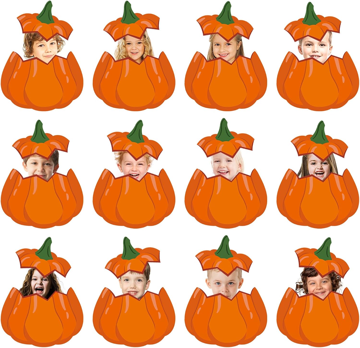 50 Sets Fall Pumpkin Cutouts Thanksgiving Bulletin Board Decor Autumn Pumpkin Paper Cut-Outs DIY Pumpkin Photo Craft for Classroom Home Party